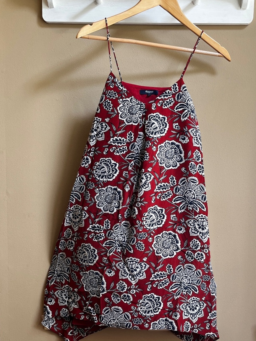 Madewell Silk Trapeze Cami Dress Italian Floral Rust Red Boho Size XS